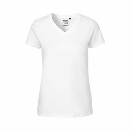 Neutral - V-Ringad T-Shirt Slim Fit i Ekologisk Bomull Dam Vit  i gruppen Klder / Dam / T-shirts & Toppar hos Rekoshoppen.se (060810050150)