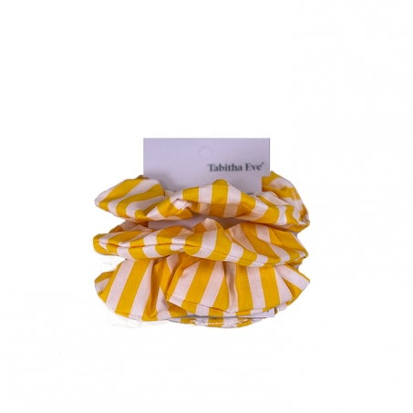 Tabitha Eve' - Ekologiska Scrunchies 3st Gulvit Randig i gruppen Hygien / Hrvrd / vrigt hos Rekoshoppen.se (0350557)