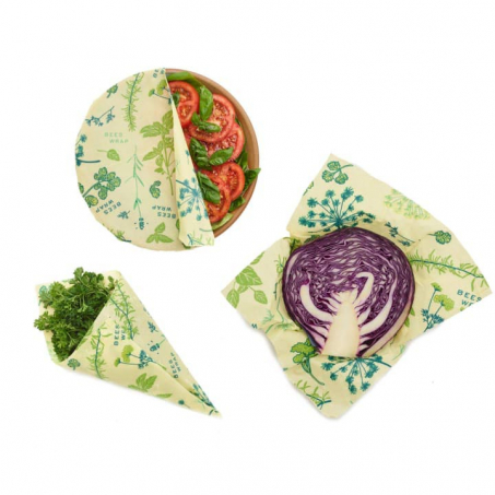 Bee's Wrap - Naturlig Folie Set om 3 Mixade, Herb Garden