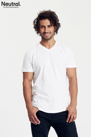 Neutral - V-Ringad T-Shirt Slim Fit i Ekologisk Bomull Herr Vit i gruppen Klder / Herr / T-shirts & Linnen hos Rekoshoppen.se (060610050130)