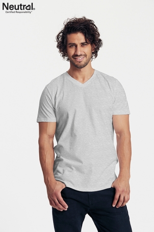 Neutral - V-Ringad T-Shirt Slim Fit i Ekologisk Bomull Herr Grmelerad i gruppen Klder / Herr / T-shirts & Linnen hos Rekoshoppen.se (060610052130)