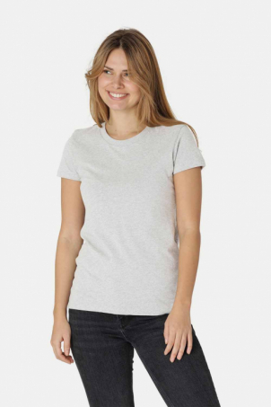 Neutral - Rundhalsad T-Shirt Slim Fit i Ekologisk Bomull Dam Gråmelera