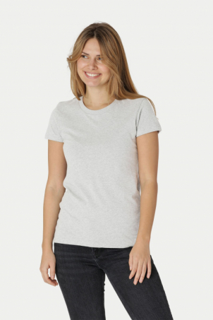 Neutral - Rundhalsad T-Shirt Slim Fit i Ekologisk Bomull Dam Grmelerad