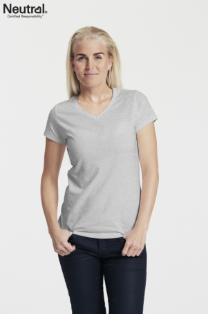 Neutral - V-Ringad T-Shirt Slim Fit i Ekologisk Bomull Dam Grå i gruppen Kläder / Dam / T-shirts & Toppar hos Rekoshoppen.se (0610052150)