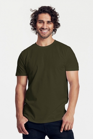 Neutral - Rundhalsad T-Shirt Slim Fit i Ekologisk Bomull Herr Khaki, S