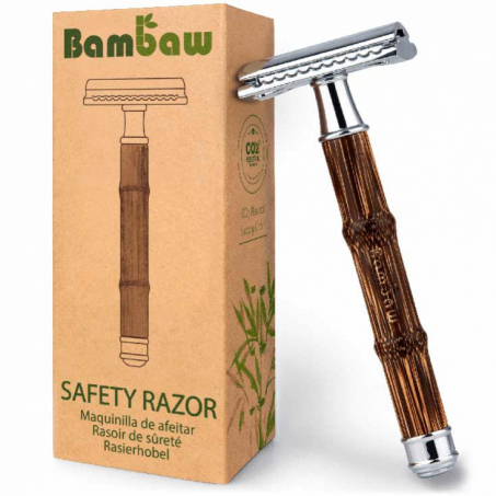 Bambaw - Slim Skerhetsrakhyvel i Bambu, Silver