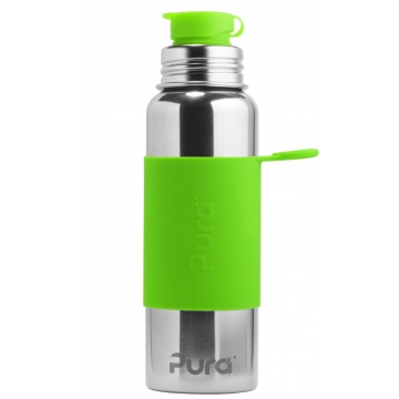 Pura - Sportflaska i Rostfritt med Silikonhlje 850 ml, Grn