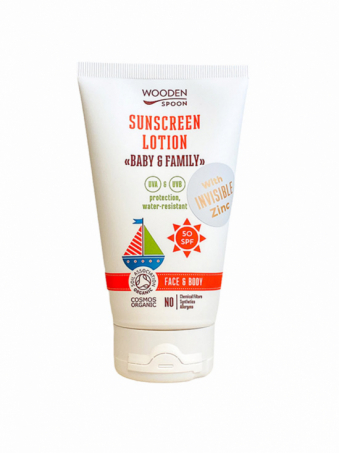Wooden Spoon - Sunscreen Baby & Family SPF 50, Invisible, 150 ml