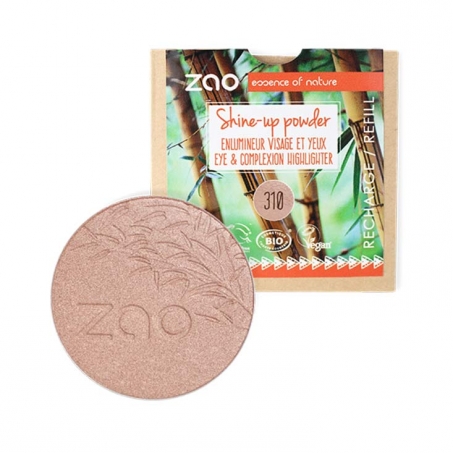 Zao Organic Makeup - Shine Up Powder, Refill, 310 Pink Champagne