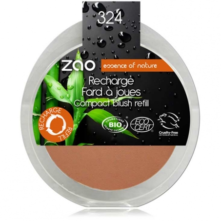 Zao Organic Makeup - Compact Blush, Refill, 324 Brick Red