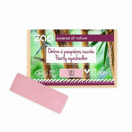 Zao Organic Makeup - Rectangular Eyeshadow, Refill, 103 Old Pink