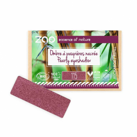 Zao Organic Makeup - Rectangular Eyeshadow, Refill, 115 Ruby Red