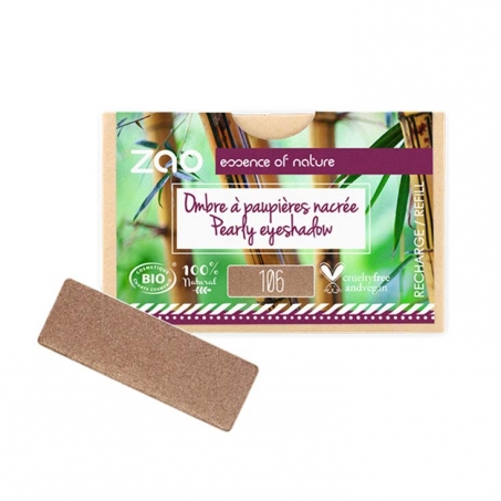 Zao Organic Makeup - Rectangular Eyeshadow, Refill, 106 Pearly Bronze