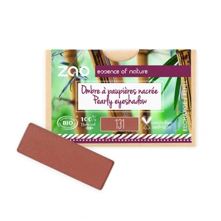 Zao Organic Makeup - Rectangular Eyeshadow, Refill,1 Pearly Sienna