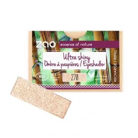 Zao Organic Makeup - Rectangular Eyeshadow, Refill, 270 Ultra Shiny Ch