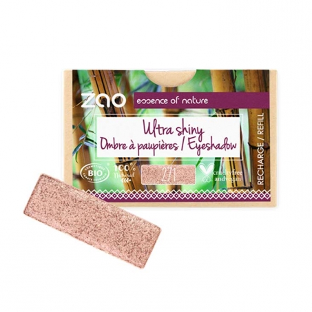 Zao Organic Makeup - Rectangular Eyeshadow, Refill, 271 Ultra Shiny Pi