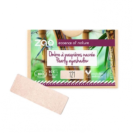 Zao Organic Makeup - Rectangular Eyeshadow, Refill, 121 Pearly Ivory