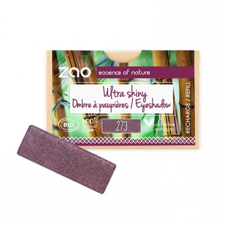 Zao Organic Makeup - Refill Rectangular Eyeshadow, 273 Ultra Shiny Pur