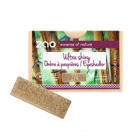 Zao Organic Makeup - Refill Rectangular Eyeshadow, 274 Ultra Shiny Bro