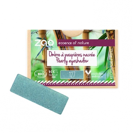 Zao Organic Makeup - Rectangular Eyeshadow, Refill, 127 Pearly Peacock