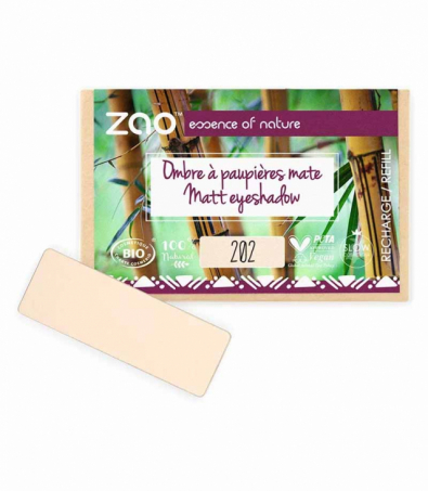 Zao Organic Makeup - Matt Eyeshadow Rectangular, Refill, 202 Brown Bei