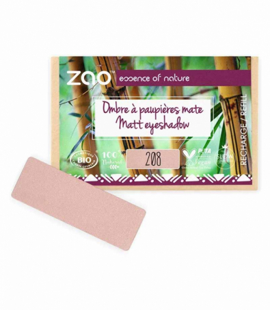 Zao Organic Makeup - Matt Eyeshadow Rectangular, Refill, 208 Pink Nude