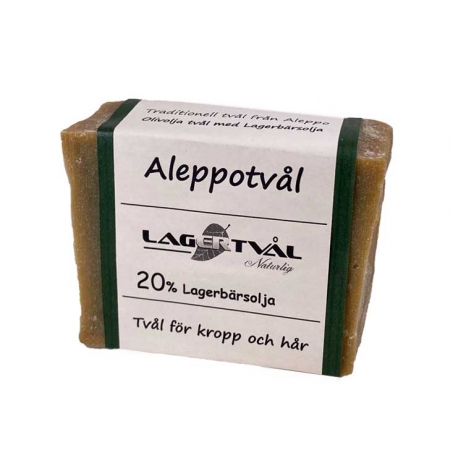Lagertvål - Traditionell Naturlig Aleppotvål 90 gr, 20 % Lagerbärsolja