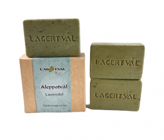 Lagertvål - Naturlig Aleppotvål med Doft 3 x 125 gr , Lavendel