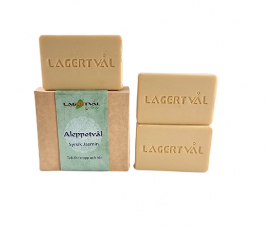 Lagertvål - Naturlig Aleppotvål med Doft 3 x 125 gr , Syrisk Jasmin