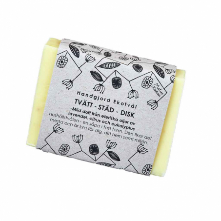 Malin i Ratan - Handgjord Ekologisk Tvål Tvätt/Städ/Disk, 160gr, Laven