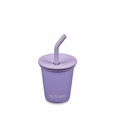 Klean Kanteen - Kids Cup med Sugrör & Silikonlock, Paisley Purple