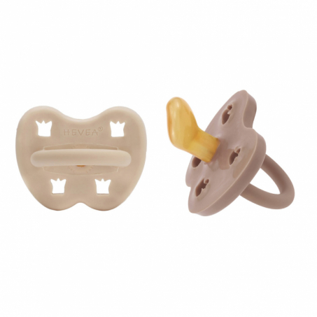 Hevea - Napp i Naturgummi 3-36 mn, 2-Pack, Sandy Nude & Tan Beige, Ortodontisk i gruppen Barn / Skta & Vrda / Nappar hos Rekoshoppen.se (157914)
