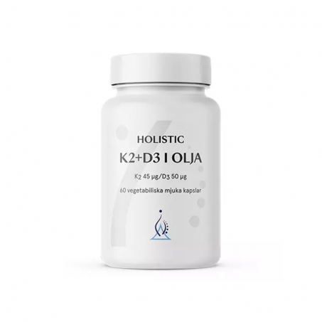 Holistic - K2+D3-vitamin i Olja 60 kapslar