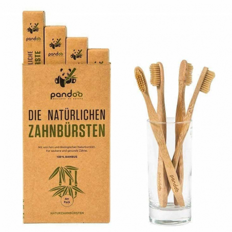 Pandoo - Tandborste Bambu, 4-Pack, Medium-Soft