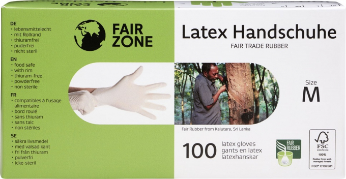 Fair Zone- Vita Tunna Gummihandskar i Naturlatex M 100 st