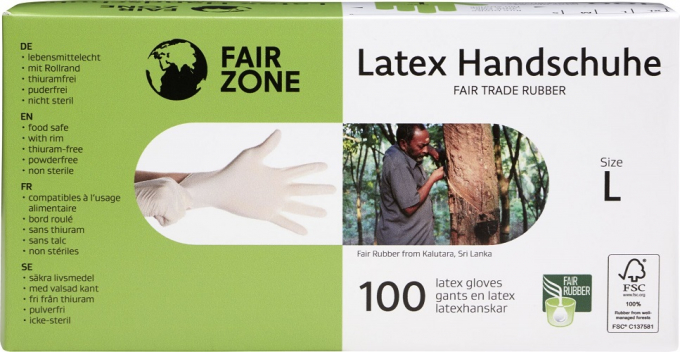 Fair Zone- Vita Tunna Gummihandskar i Naturlatex L 100 st