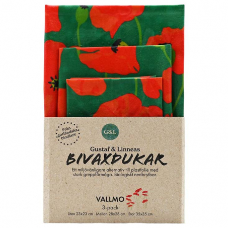Gustaf & Linnea - Bivaxdukar från Gotland 3-Pack , Vallmo