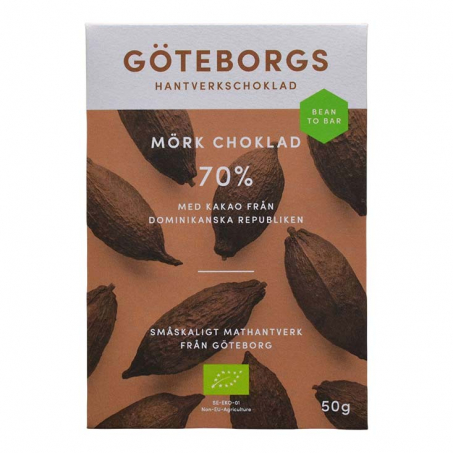 Gteborgs Hantverkschoklad - Ekologisk Bean to Bar Mrk Choklad 70%
