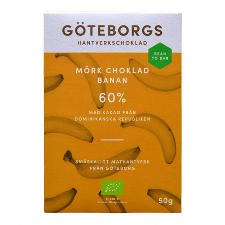 Gteborgs Hantverkschoklad - Ekologisk Bean to Bar Mrk Choklad 60% Banan