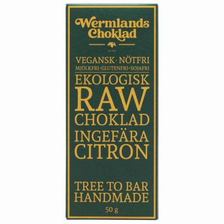 Wermlandschoklad - Ekologisk Rawchoklad Ingefra & Citron 50 gr