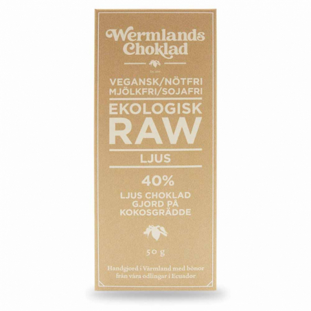 Wermlandschoklad - Ekologisk Vit Rawchoklad 40%, Kokosgrädde