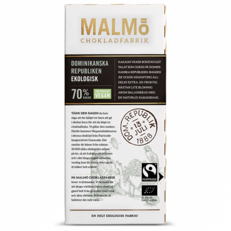 Malm Chokladfabrik - Tegelserien Ekologisk Choklad Dominikanska Republ 70%