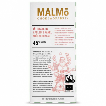 Malmö Chokladfabrik - Tegelserien Ekologisk Choklad Jättegod Jul 40 %