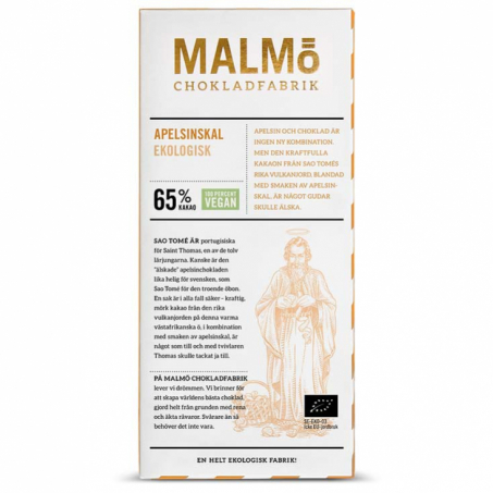 Malm Chokladfabrik - Tegelserien Ekologisk Choklad Apelsinskal 65 %