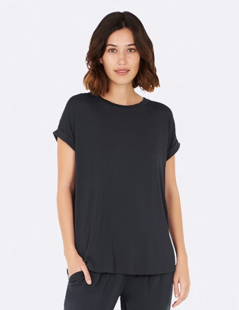 Boody - Rundhalsad Loose Fit T-shirt i Bambu Dam Storm