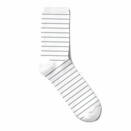 Life Wear - Strumpa i Bambu Vit med Grå Ränder, 35-38