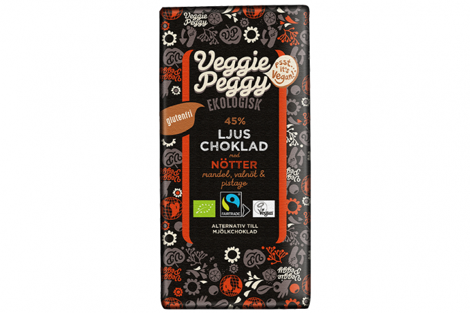 Veggie Peggy - Vegansk & Ekologisk Ljus Choklad, Ntter