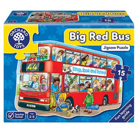 Orchard Toys - Pussel i tervunnet Papper Big Red Bus 15 Bitar