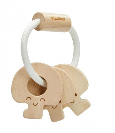 PlanToys - Skallra Nycklar i Tr Baby Key Rattle Natur