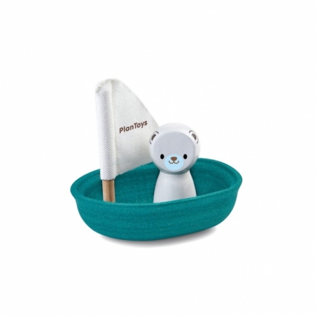 PlanToys - Badleksak Segelbåt med Isbjörn